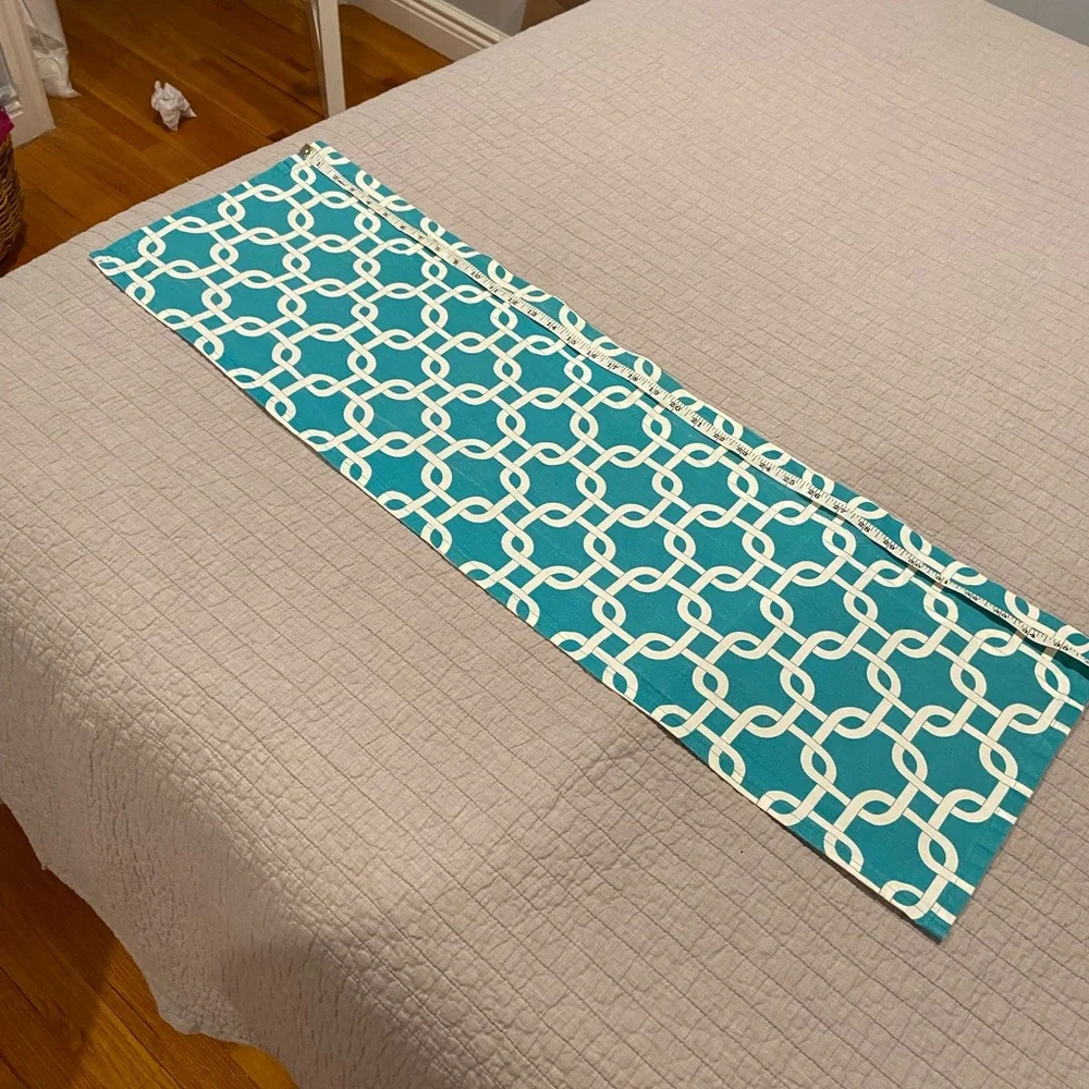Teal Geometric Window Valance Curtain 36” Wide Kitchen Bath